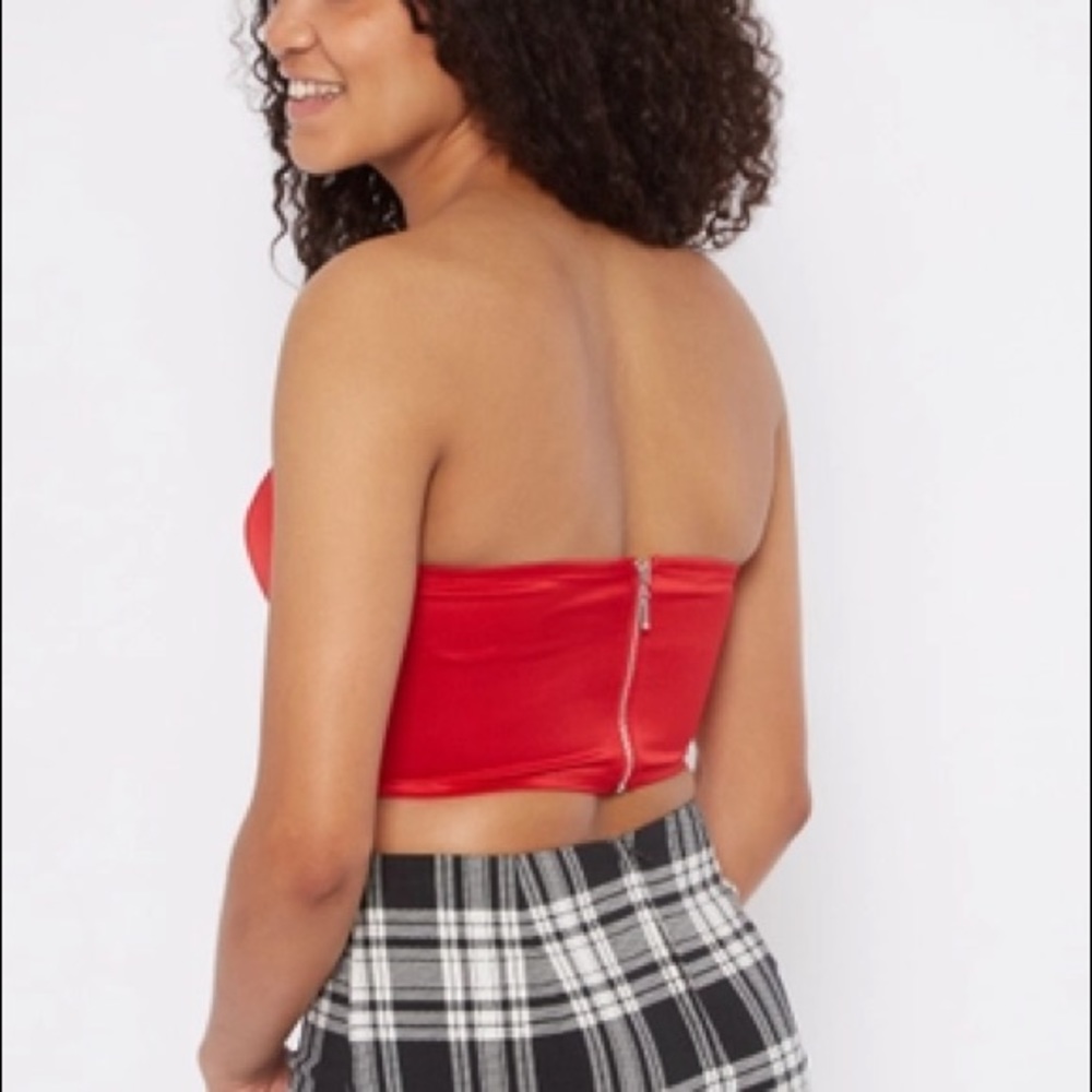 Red satin tube top